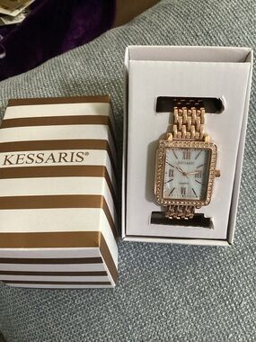 Kessaris Rose Gold Crystal-Accent Women's Bracelet Watch